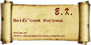 Belácsek Korinna névjegykártya